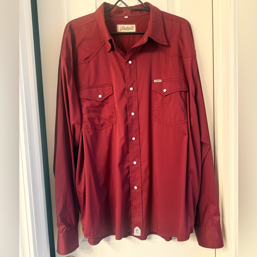 Bella Co. Men's Casual Burgundy Button-Down Shirt